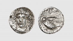 Ionia. Clazomenae. 380-360 BC. AR Tetradrachm (14.36g, 1h). Prospero 509; Ward 664 (this coin). Very rare. Old cabinet tone. With a fine portrait of A...