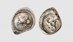 Lycia. Khinakha. Uncertain mint. 460-440 BC. AR Stater (9.88g). Müseler & Nollé 75; Busso Peus 2012 (407) lot 726 (same dies). Very rare. Traces of ov...