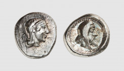 Lycia. Kherei. Uncertain mint. 440-410 BC. AR Tetrobol (2.10g, 9h). Babelon 34; Mørkholm-Zahle 37. Rare. Old cabinet tone. Good very fine. From a priv...