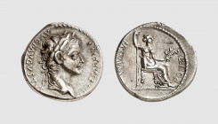 Empire. Tiberius. Lugdunum. AD 36-37. AR Denarius (3.86g, 12h). Tribute Penny type. Cohen 16a; RIC 30. Old cabinet tone. Choice extremely fine. From a...