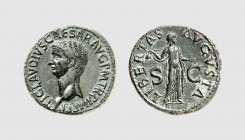 Empire. Claudius. Rome. AD 41-54. Æ As (11.45g, 6h). Cohen 47; RIC 113. Charming green patina. Choice extremely fine. From a private collection; Trito...