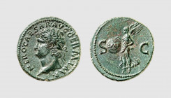 Empire. Nero. Rome. AD 64-65. Æ As (10.78g, 6h). Cohen 289; RIC 313. Lovely dark green patina. Choice extremely fine. From a private collection; Trada...