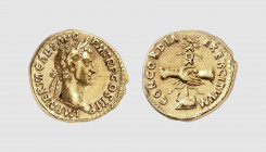 Empire. Nerva. Rome. AD 97. AV Aureus (7.80g, 6h). Calicó 958; Jameson 87 (this coin). Lightly toned. Perfectly centered and struck. With a lovely por...