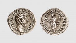 Empire. Lucius Verus. Rome. AD 162. AR Denarius (3.26g, 6h). Cohen 155; RIC 482. Old cabinet tone. Well centered. Choice extremely fine. From a privat...