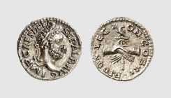 Empire. Clodius Albinus. Lugdunum. AD 195-197. AR Denarius (2.72g, 12h). RIC 20b; Tradart 5.8 (this coin). Old cabinet tone. A lovely coin. Choice ext...