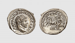 Empire. Caracalla. Rome. AD 217. AR Denarius (2.92g, 12h). Cohen 395; RIC 284d. Old cabinet tone. Struck on a broad flan. Superb extremely fine. From ...
