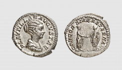 Empire. Plautilla. Rome. AD 202. AR Denarius (3.65g, 6h). RIC 365a. Lightly toned. Choicee extremely fine. From a private collection; Bankhaus Hauck &...