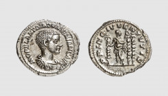 Empire. Diadumenian. Rome. AD 217-218. AR Denarius (4.37g, 6h). Cohen 3; RIC 102. Old cabinet tone. Charming portrait. Good very fine. From a private ...