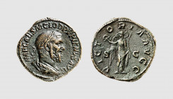 Empire. Pupienus. Rome. AD 238. Æ Sestertius (18.89g, 1h). Cohen 38; RIC 23a; Tradart 5.54 (this coin). Dark brown patina. Good very fine. From a priv...