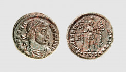 Empire. Vetranio. Siscia. AD 350. Æ Centenionalis (6.12g, 1h). Cohen 1; RIC 290. Lovely brown-reddish patina. Choice extremely fine. From a private co...