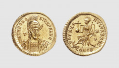 Empire. Theodosius II. Constantinople. AD 430-440. AV Solidus (4.51g, 6h). Depeyrot 81.1; RIC 257. Lightly toned. Choice extremely fine. From a privat...