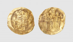 Byzantium. John II Commenus. Constantinople. AD 1118-1143. AV Hyperpyron (4,17g, 6h). DOC 3a; Ratto 2092. Old cabinet tone. Several graffiti. Good ver...