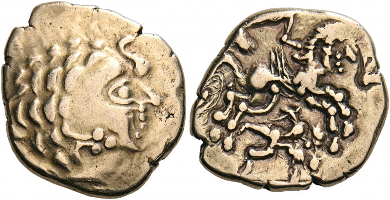 Northwest Gaul. The Aulerci Cenomani. Second Century BC. Stater (Electrum, 22 mm...