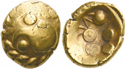 Central Europe. Vindelici. Early 1st century BC. Stater (Gold, 18 mm, 7.32 g, 5 h), "Regenbogenschüsselchen" type. Head of an eagle to left with a pel...