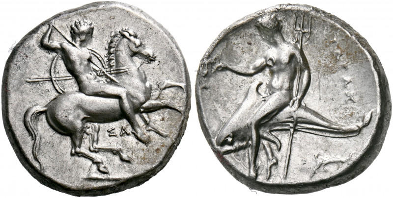 CALABRIA. Tarentum. Circa 315-302 BC. Didrachm or nomos (Silver, 21 mm, 7.89 g, ...