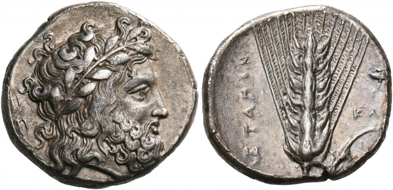 LUCANIA. Metapontum. Circa 340-330 BC. Didrachm or nomos (Silver, 20 mm, 7.88 g,...