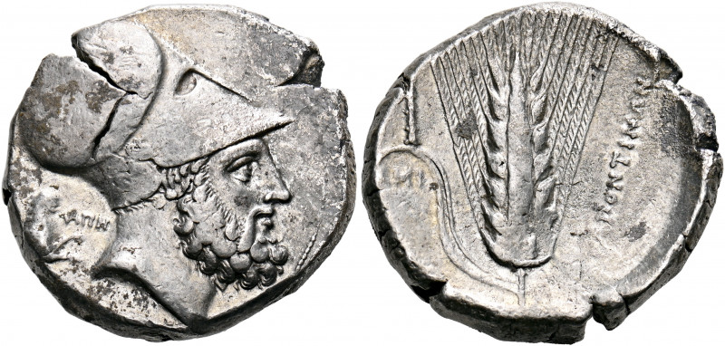 LUCANIA. Metapontum. Circa 340-330 BC. Distater (Silver, 27 mm, 16.69 g, 8 h). B...