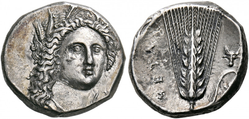 LUCANIA. Metapontum. Circa 330-290 BC. Nomos (Silver, 20 mm, 7.88 g, 7 h), struc...