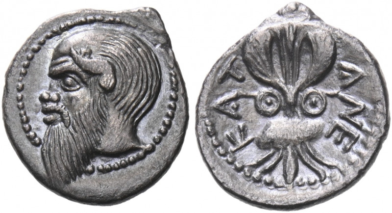 SICILY. Katane. Circa 461-450 BC. Litra (Silver, 12 mm, 0.68 g, 11 h). Head of S...