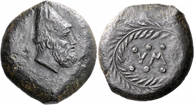 SICILY. Mytistratos. 354/3-344 BC. Hemilitron (Bronze, 30 mm, 25.02 g, 5 h). Bea...