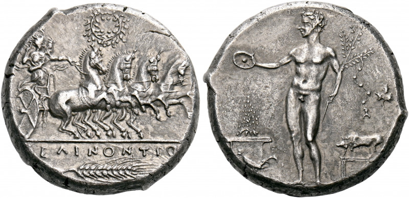 SICILY. Selinos. Circa 417/413 BC. Tetradrachm (Silver, 25 mm, 17.18 g, 3 h). ΣΕ...