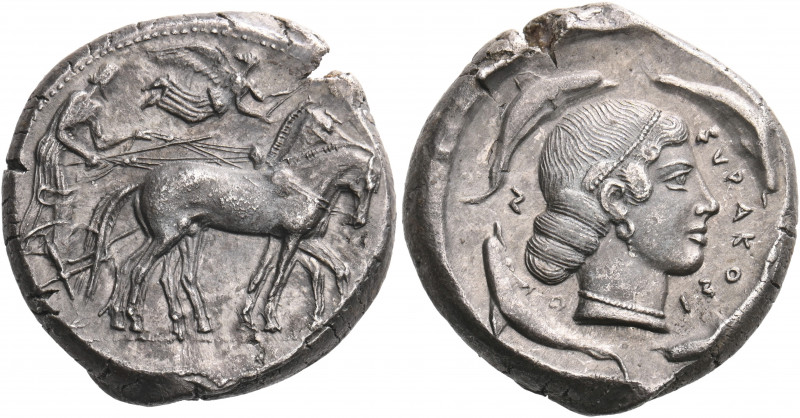 SICILY. Syracuse. Second Democracy, 466-405 BC. Tetradrachm (Silver, 26 mm, 17.0...