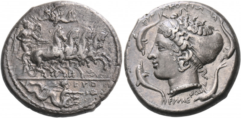SICILY. Syracuse. Second Democracy, 466-405 BC. Tetradrachm (Silver, 26 mm, 17.2...