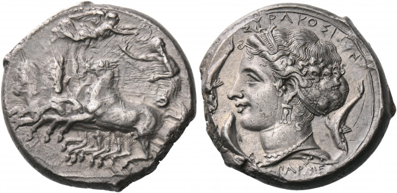 SICILY. Syracuse. Period of the Second Democracy - Dionysios I, 413-399 BC. Tetr...