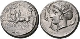 SICILY. Syracuse. Period of the Second Democracy - Dionysios I, 413-399 BC. Tetradrachm (Silver, 26 mm, 17.33 g, 5 h), unsigned and by an uncertain ar...