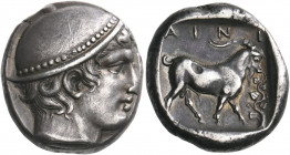 THRACE. Ainos. Circa 412/1-410/09 BC. Tetradrachm (Silver, 25 mm, 16.41 g, 6 h). Head of Hermes to right, wearing close-fitting petasos with knob at t...