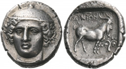 THRACE. Ainos. Circa 398/7-396/5 BC. Tetradrachm (Silver, 26 mm, 14.89 g, 12 h). Head of Hermes facing, turned slightly to left, wearing a petasos wit...
