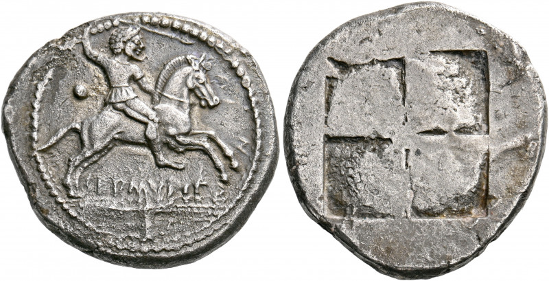 MACEDON. Sermyle. Circa 500-470 BC. Stater (Silver, 29 mm, 16.64 g), Euboic stan...