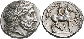 KINGS OF MACEDON. Philip II, 359-336 BC. Tetradrachm (Silver, 24 mm, 14.11 g, 9 h), struck under Philip III, Amphipolis, circa 318/7. Laureate head of...