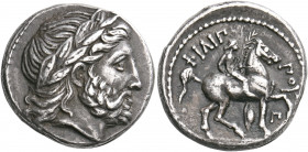 KINGS OF MACEDON. Philip II, 359-336 BC. Tetradrachm (Silver, 24 mm, 14.13 g, 2 h), struck under Philip III, Amphipolis, circa 318/7. Laureate head of...