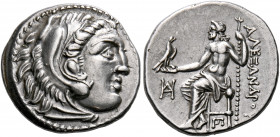 KINGS OF MACEDON. Alexander III ‘the Great’, 336-323 BC. Drachm (Silver, 18 mm, 4.30 g, 3 h), struck under Antigonos I Monophthalmos, Teos, circa 310-...