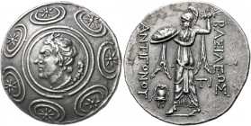 KINGS OF MACEDON. Antigonos II Gonatas, 277/6-239 BC. Tetradrachm (Silver, 31 mm, 17.11 g, 11 h), Amphipolis, circa 246/5-229. Horned head of Pan to l...