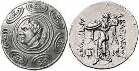 KINGS OF MACEDON. Antigonos II Gonatas, 277/6-239 BC. Tetradrachm (Silver, 31 mm, 17.09 g, 5 h), Amphipolis, circa 246/5-229. Horned head of Pan to le...
