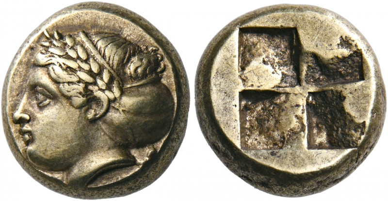 IONIA. Phokaia. Circa 387-326 BC. Hekte (Electrum, 9.5 mm, 2.57 g). Female head ...