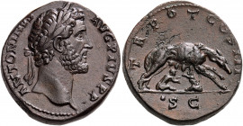 Antoninus Pius, 138-161. Sestertius (Orichalcum, 31 mm, 28.19 g, 6 h), Rome, circa 141-143. ANTONINVS AVG PIVS P P Laureate head of Antoninus Pius to ...