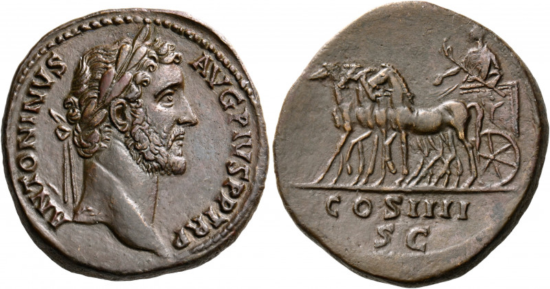 Antoninus Pius, 138-161. Sestertius (Orichalcum, 33.5 mm, 21.11 g, 11 h), Rome, ...