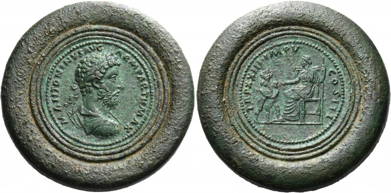 Marcus Aurelius, 161-180. Medallion (Bimetallic, copper and orichalcum, 63 mm, 1...