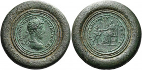 Marcus Aurelius, 161-180. Medallion (Bimetallic, copper and orichalcum, 63 mm, 171.00 g, 6 h), Rome, 169. M ANTONINVS AVG ARM PARTH MAX Laureate, drap...