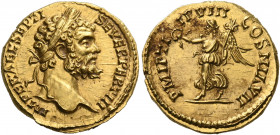 Septimius Severus, 193-211. Aureus (Gold, 19 mm, 6,91 g, 5 h), Imitative, perhaps Indian. IMPER AEL SEPTI SEVER PERT III Laureate head of Septimius Se...