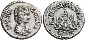 Julia Domna, Augusta, 193-217. Drachm (Silver, 18 mm, 3.33 g, 12 h), Caesaraea-Eusebia in Cappadocia, year 12 of Septimius Severus = 204. ΙΟΥΛΙΑ ΔΟΜΝΑ...