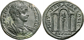 Caracalla, 198-217. Diassarion (Bronze, 24 mm, 9.04 g, 7 h), Isaura in Cilicia, circa 205-208. AY K M AY ANTΩNЄINOC Laureate and cuirassed bust of Car...