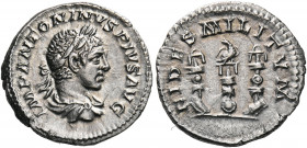 Elagabalus, 218-222. Denarius (Silver, 19 mm, 2.87 g, 1 h), Rome, 220-222. IMP ANTONINVS PIVS AVG Laureate and draped bust of Elagabalus to right. Rev...