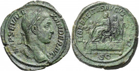 Severus Alexander, 222-235. Sestertius (Bronze, 32 mm, 23.48 g, 1 h), Rome, 229. IMP SEV ALEXANDER AVG Laureate head of Severus Alexander to right. Re...