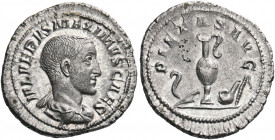 Maximus, Caesar, 235/6-238. Denarius (Silver, 21 mm, 3.61 g, 5 h), struck under his father Maximinus, Rome, 236. IVL VERVS MAXIMVS CAES Bareheaded and...