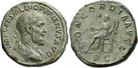 Pupienus, 238. Sestertius (Orichalcum, 31 mm, 22.51 g, 1 h), Rome, 22 April-29 July 238. IMP CAES M CLOD PVPIENVS AVG Laureate, draped, and cuirassed ...