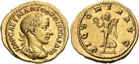 Gordian III, 238-244. Aureus (Gold, 21 mm, 5.05 g, 7 h), Rome, 239. IMP CAES M ANT GORDIANVS AVG Laureate, draped and cuirassed bust of Gordian III to...
